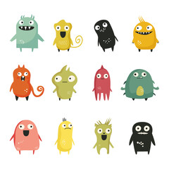 set of cartoon monsters