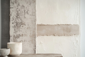 Patchwork-Inspired Modern Wall &mdash; Textured Squares in Ivory, White, and Gray