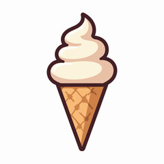 Ice Cream Cone Illustration with Soft Serve Swirl  