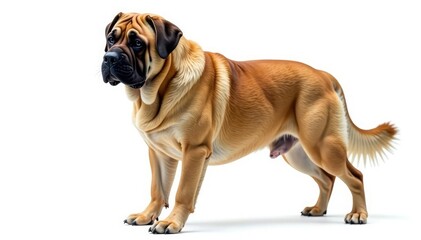 Fototapeta premium Majestic mastiff, powerful stance, white background, purebred, canine, large