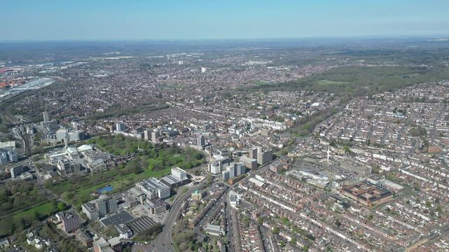 Aerial view of the city of Southampton Hampshire England