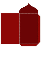Envelope pattern for Islamic religious holiday greetings in dark red color