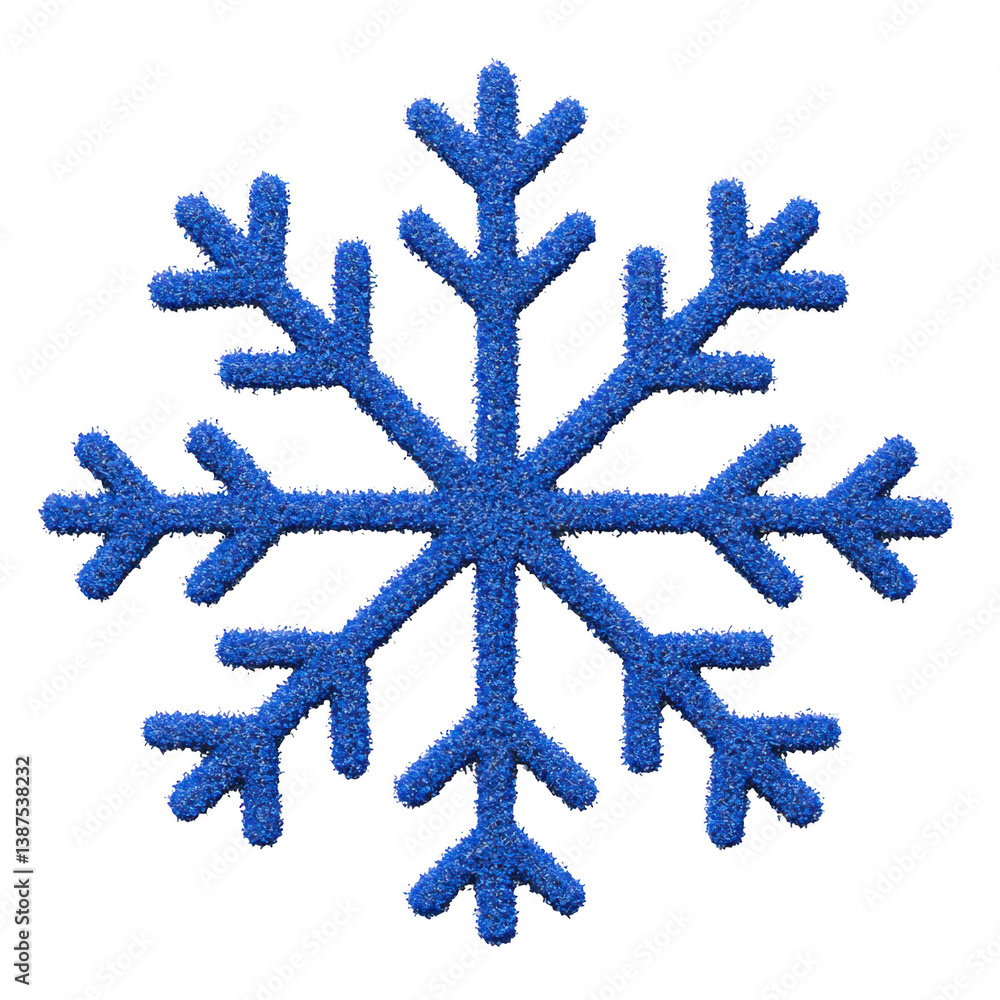 Poster a blue textured snowflake with intricate symmetrical patterns, evoking sense of winter and cold. des
