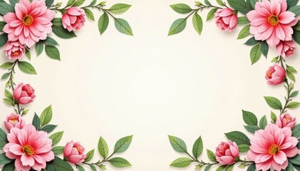 Fototapeta premium Symmetrical floral motifs arranged in squares, pastel tones , flowers, leaf, elegant