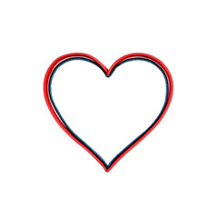 A glowing red and blue neon heart shape on transparency background, symbolizing love and connection. vibrant colors create striking contrast, evoking sense of warmth and affection