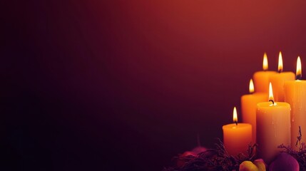 Softly flickering candles create a tranquil atmosphere, casting a warm glow in a dimly lit space during the evening