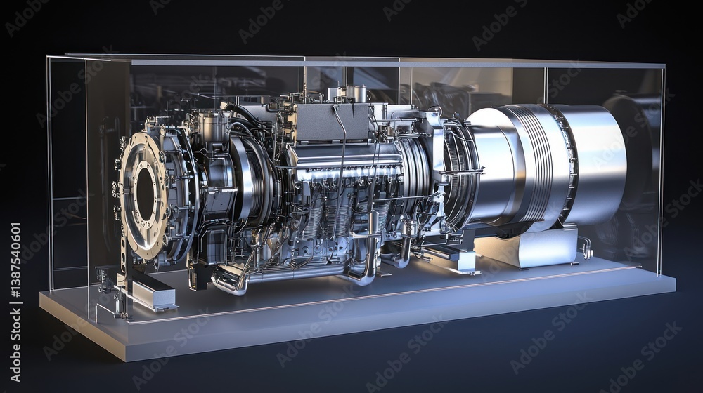 Poster advanced turbine engine showcase: a detailed 3d render of a high-tech propulsion system