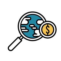 vector illustration of a magnifying glass and finansial word