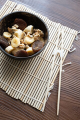 Banana Fruit Muesli and Granola in Coconut Bowl