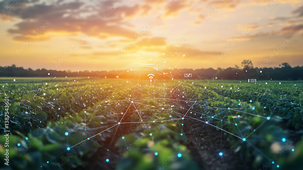 Poster an ai powered system optimizing agriculture by analyzing crop data, ai-assisted pest control, and re