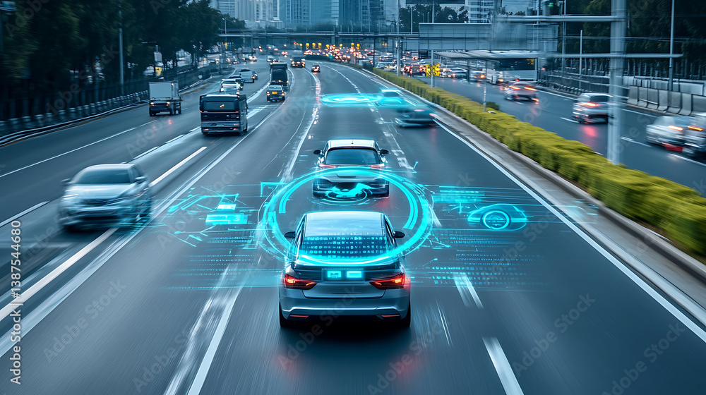 Poster an ai powered system optimizing autonomous driving by analyzing vehicle data, ai-assisted route plan