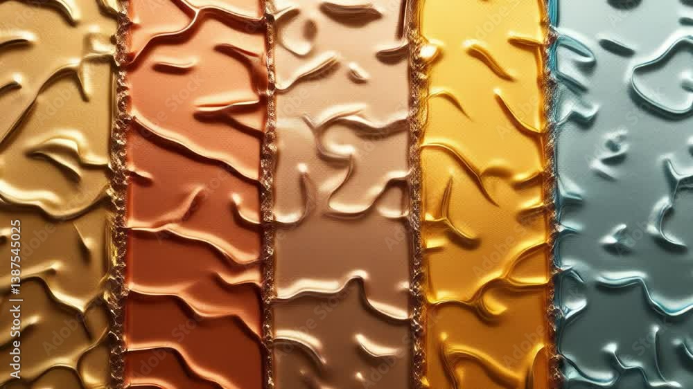 Poster Dynamic ripple effects on metallic gold and copper surfaces with varied textures and patterns
