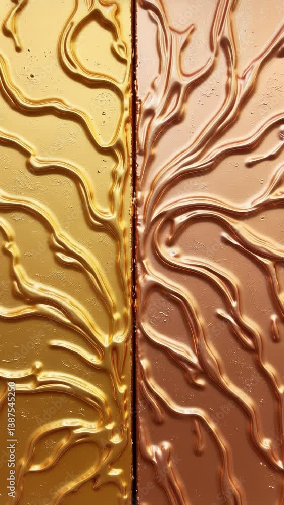 Poster dynamic ripple effects on metallic gold and copper surfaces with varied textures and patterns
