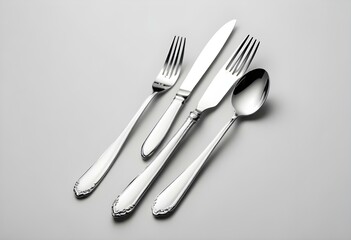 Cutlery set with Fork and Knife isolated on white background