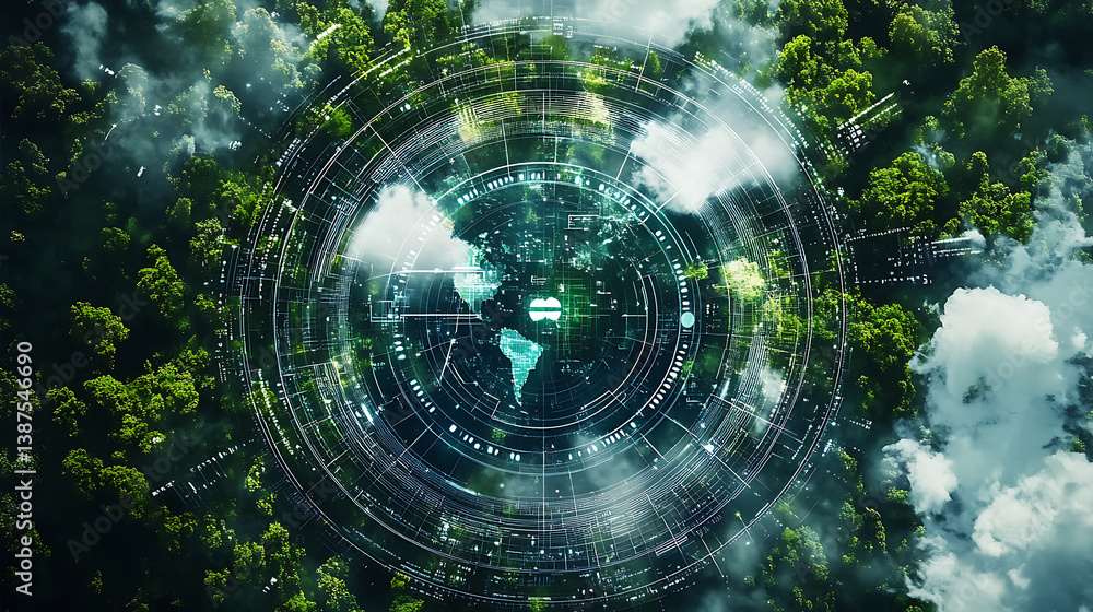 Poster an ai powered system optimizing climate change response by analyzing environmental data, ai-assisted