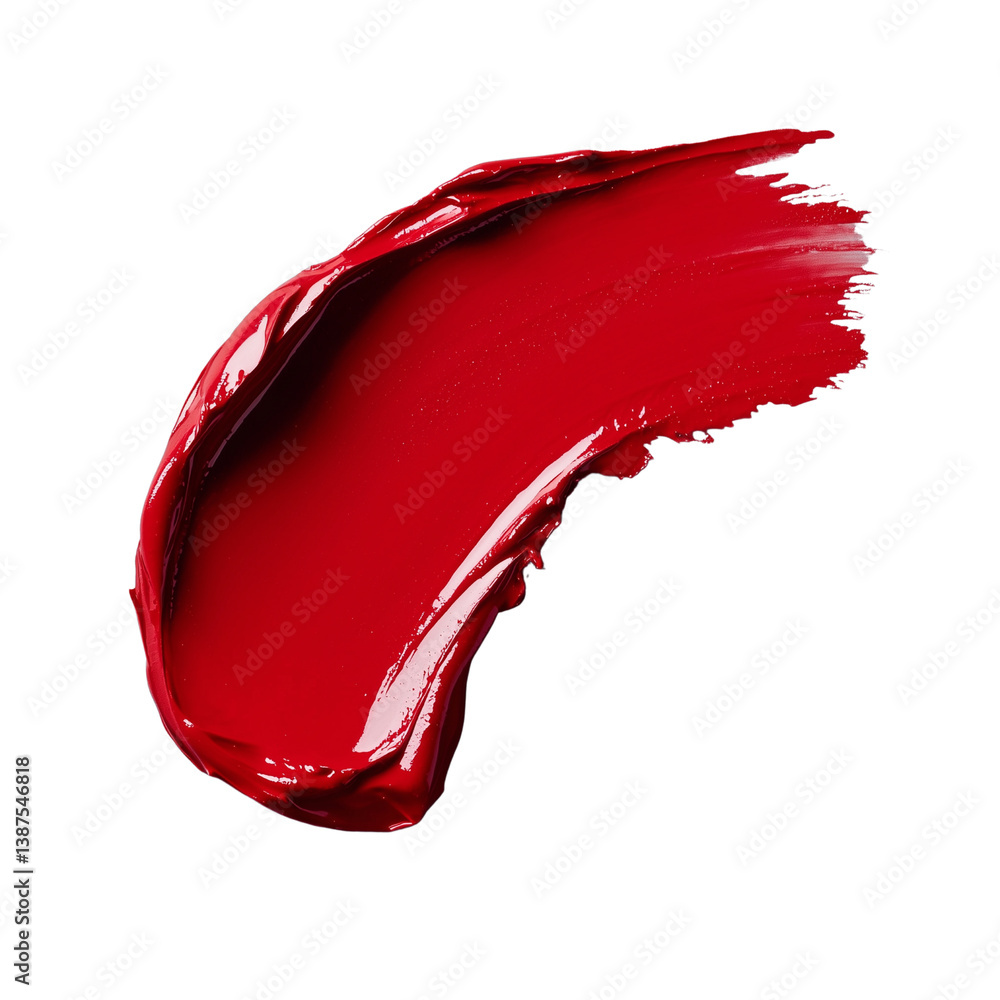 Poster a vibrant red paint stroke showcasing the rich texture and color of the medium, perfect for artistic