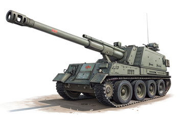 Modern towed artillery png psd isolated on transparent background.png