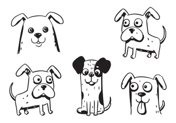 Group of cartoon dogs with expressive faces