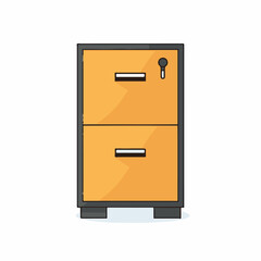 Orange cabinet stores documents inside office in isolation