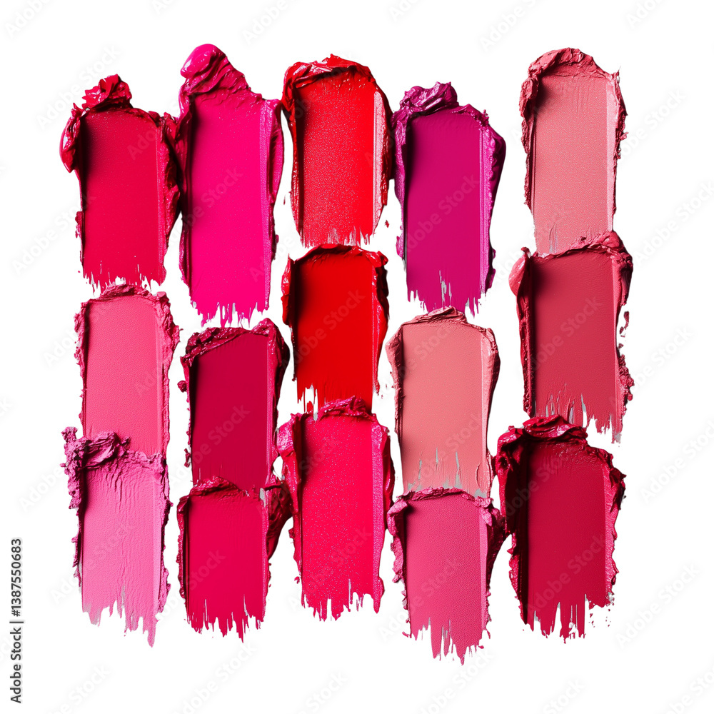 Poster vibrant array of lipsticks in various pink shades displayed artistically showcasing texture and colo