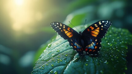 Dark butterfly macro photography nature image