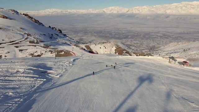 Aerial drone view of Ergan Mountain Ski Center