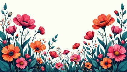 Intricate line art blooming wildflowers, continuous design , bloom, minimal, textile