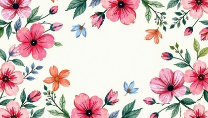 Soft, watercolor style, blooming floral seamless repeat , flower pattern, vibrant, gentle