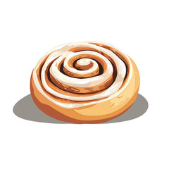 A delicious cinnamon roll with swirls of icing on a simple background, highlighting its rich texture and sweet appeal. isolated on white background and transparent background