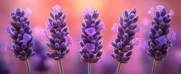 Close-up of fresh lavender flowers, soft purple hues, tiny clustered buds, aromatic, isolated