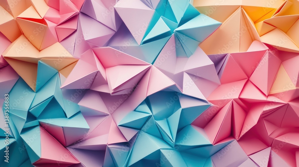 Aufkleber abstract paper folding design with soft pastel colors texture background