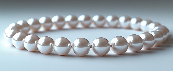 High-resolution pearl necklace, lustrous sheen, smooth curves, luxury accessory, isolated