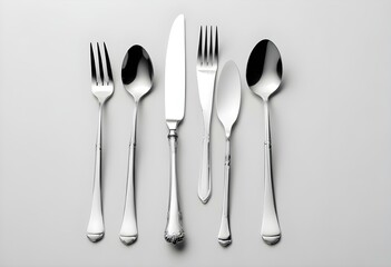Cutlery set with Fork, Knife and Spoon isolated on white background