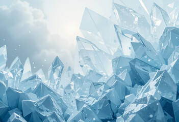 Abstract crystalized background with faceted shapes and icy tones