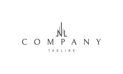 Vector logo featuring an abstract image of a skyscraper in the shape of the letter N.