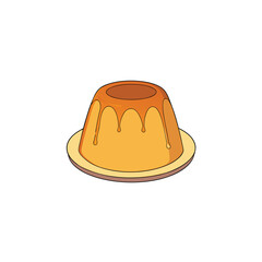 caramel pudding on white background