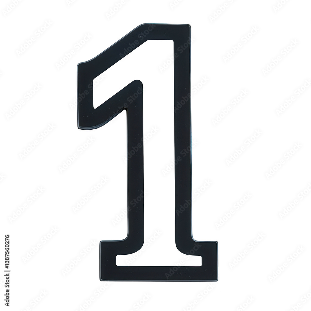 Poster an image shows large, bold black number one with white outline, set against transparent background. 