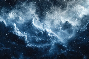 Dark blue nebula space background with stars, creating a mesmerizing cosmic vista.
