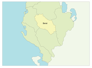 Obraz premium Map of Albania with Berat region