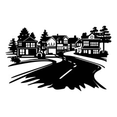 Naklejka premium Suburban Neighborhood Street View