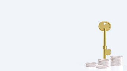 The Key and coins for Business concept 3d Rendering.