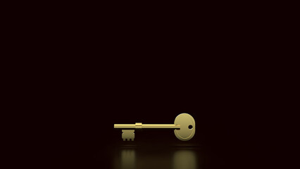 The Gold key for security or business concept 3d Rendering.