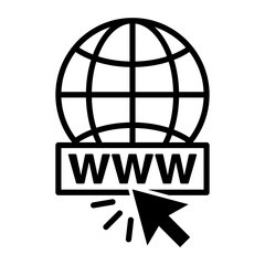 WWW Icon &ndash; Global Internet and Web Click Symbol Vector Illustration