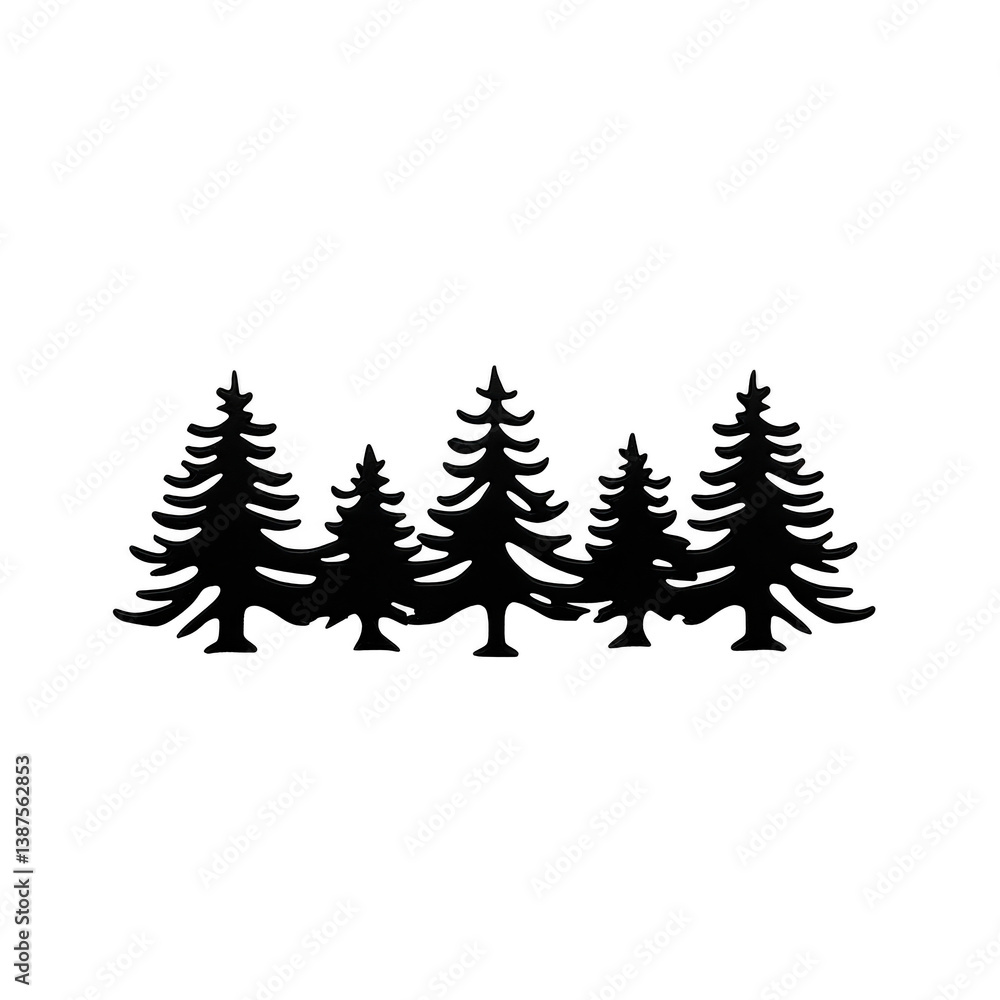 Poster a row of stylized evergreen trees in silhouette creates simple and elegant forest design. black and 