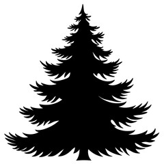 Obraz premium A silhouette of tall evergreen tree with detailed branches, evoking sense of nature and tranquility. tree shape is iconic, often associated with forests and winter scenes