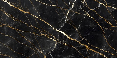 Black marble with gold and white veins. Marble background texture.