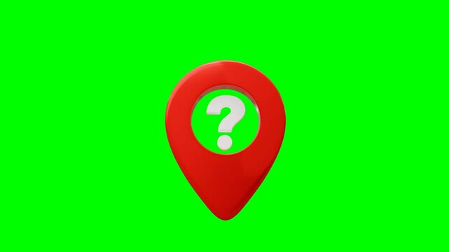 3D rendered video of GPS icon with question mark symbol - Green matte video