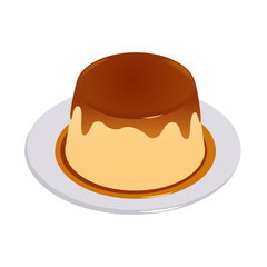 Delicious caramel flan on a plate