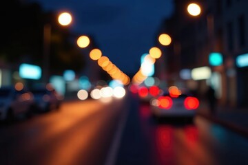 Abstract late-night city lights, blurred motion trails , motion, background