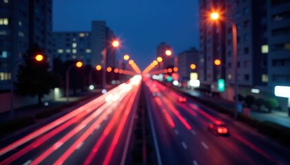 Fototapeta premium Abstract late-night city lights forming a geometric pattern, street, angles